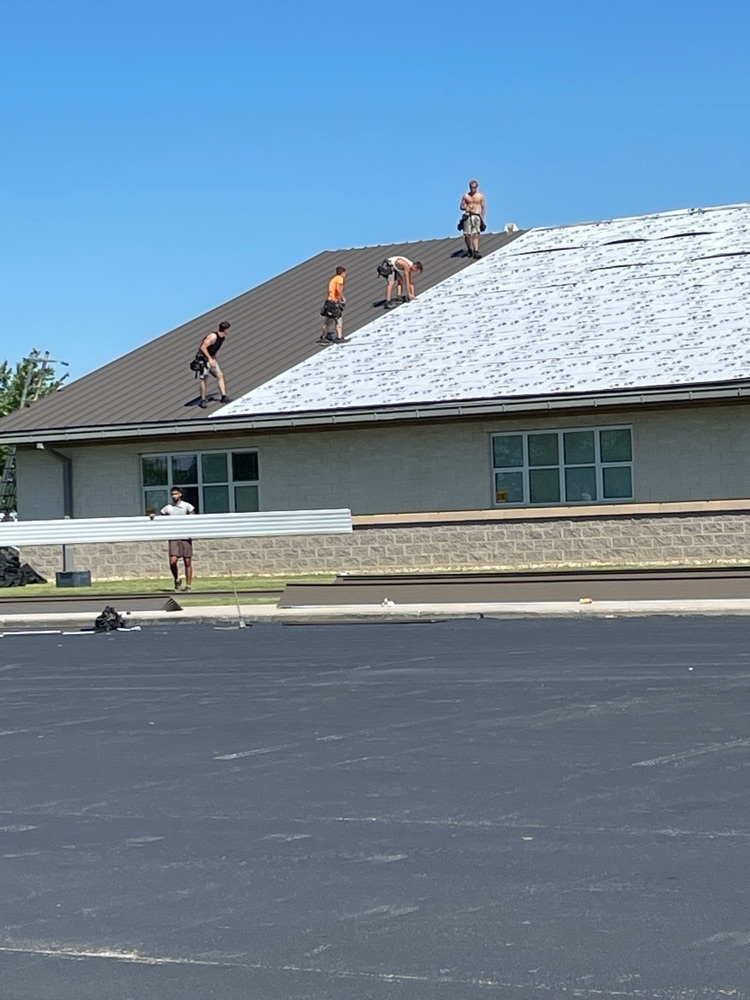 Roof project underway on K-12 Building.
